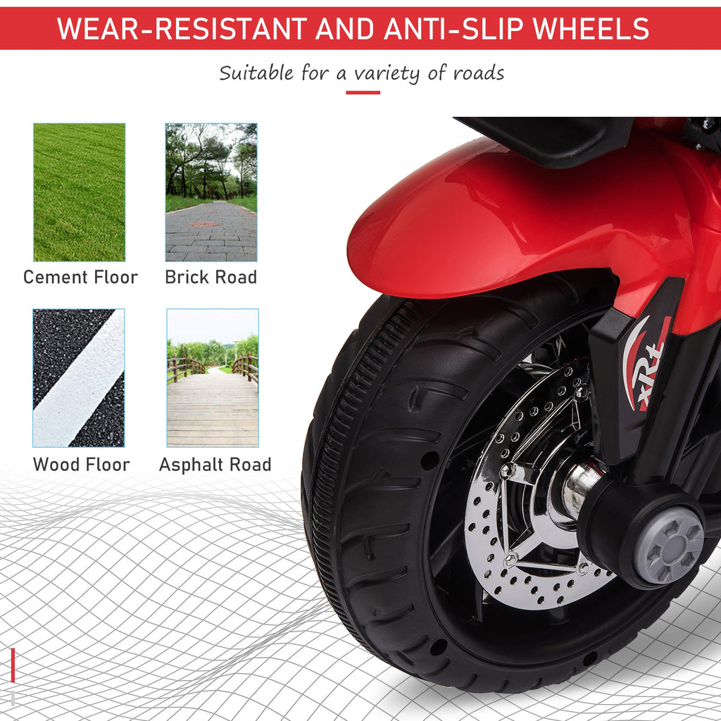 Red 6V Kids Electric Motorcycle Ride-On Dirt Bike Toy With Music Horn