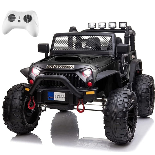 Black 48.4" Large Ride On Car for Kids, Battery Powered Electric Car