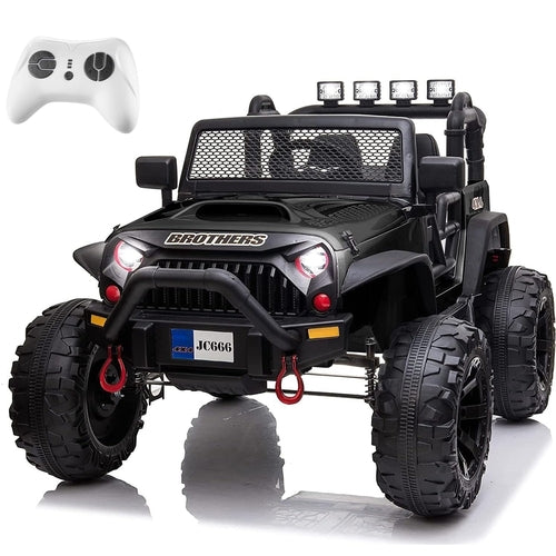 Black 48.4" Large Ride On Car for Kids, Battery Powered Electric Car