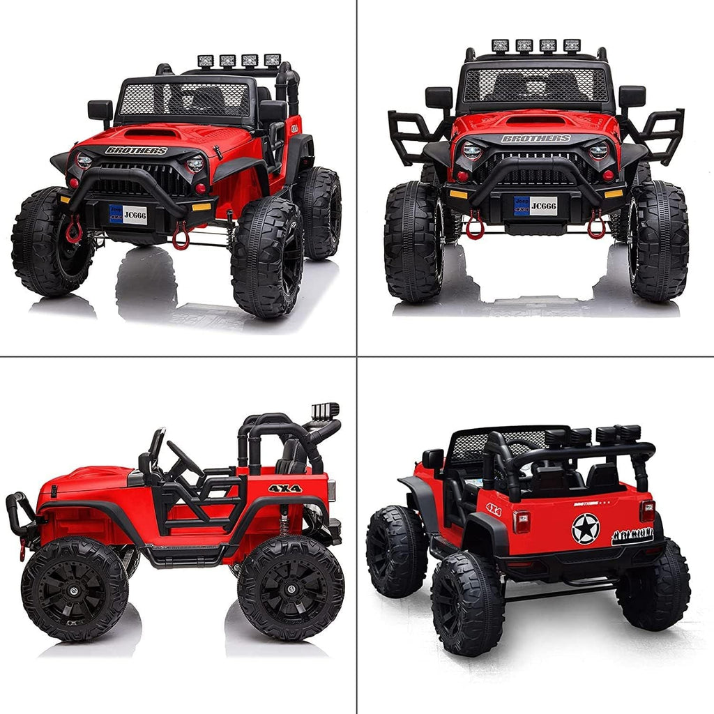 Red 48.4" Large Ride On Car for Kids, Battery Powered Electric Car